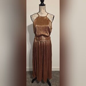 New York & Company Bronze Midi Dress